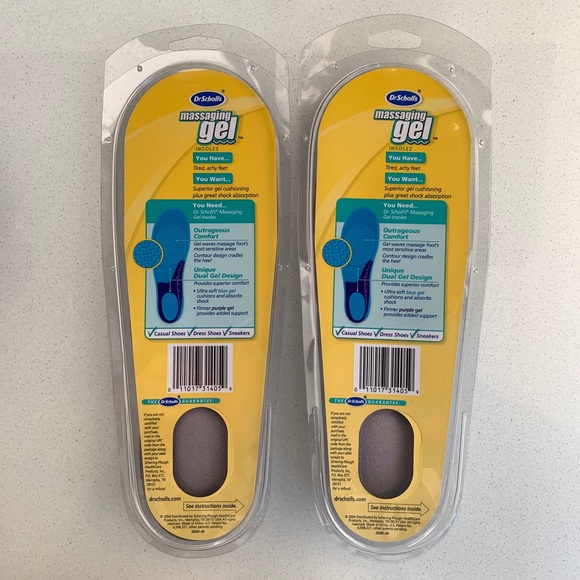 Qty (2) Pairs Dr. Scholl's Massaging Gel Insoles, Trim To Fit Women's Sizes 6-10 - Picture 4 of 4